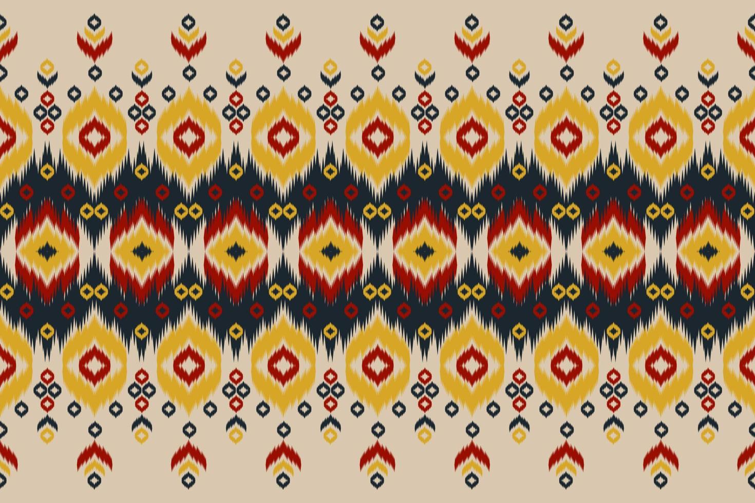 Stoff im Ethno-Stil. ikat nahtloses muster traditionell. Design für Hintergrund, Tapete, Vektorillustration, Stoff, Kleidung, Teppich, Textil, Batik, Stickerei. vektor