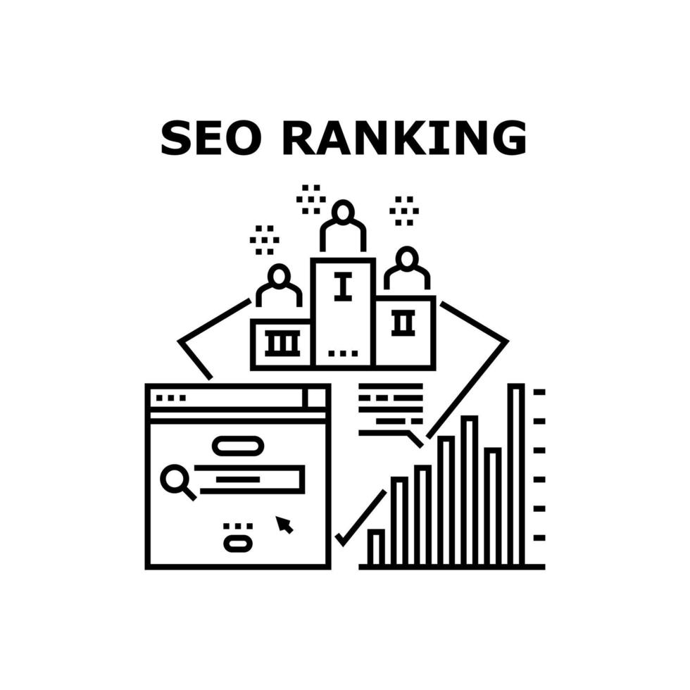 seo-ranking-vektorkonzept schwarze illustration vektor