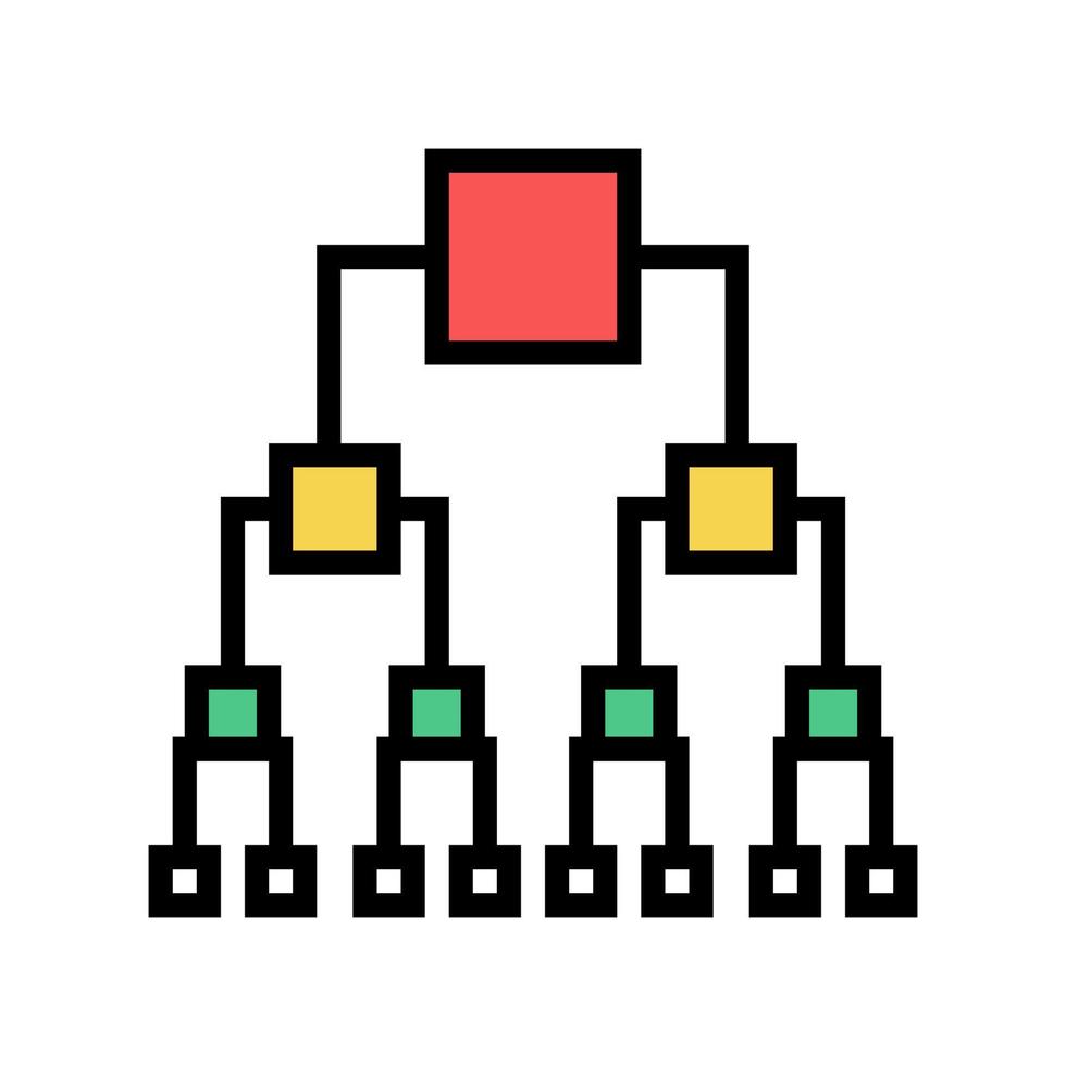 binärt beslut diagram färg ikon vektor illustration