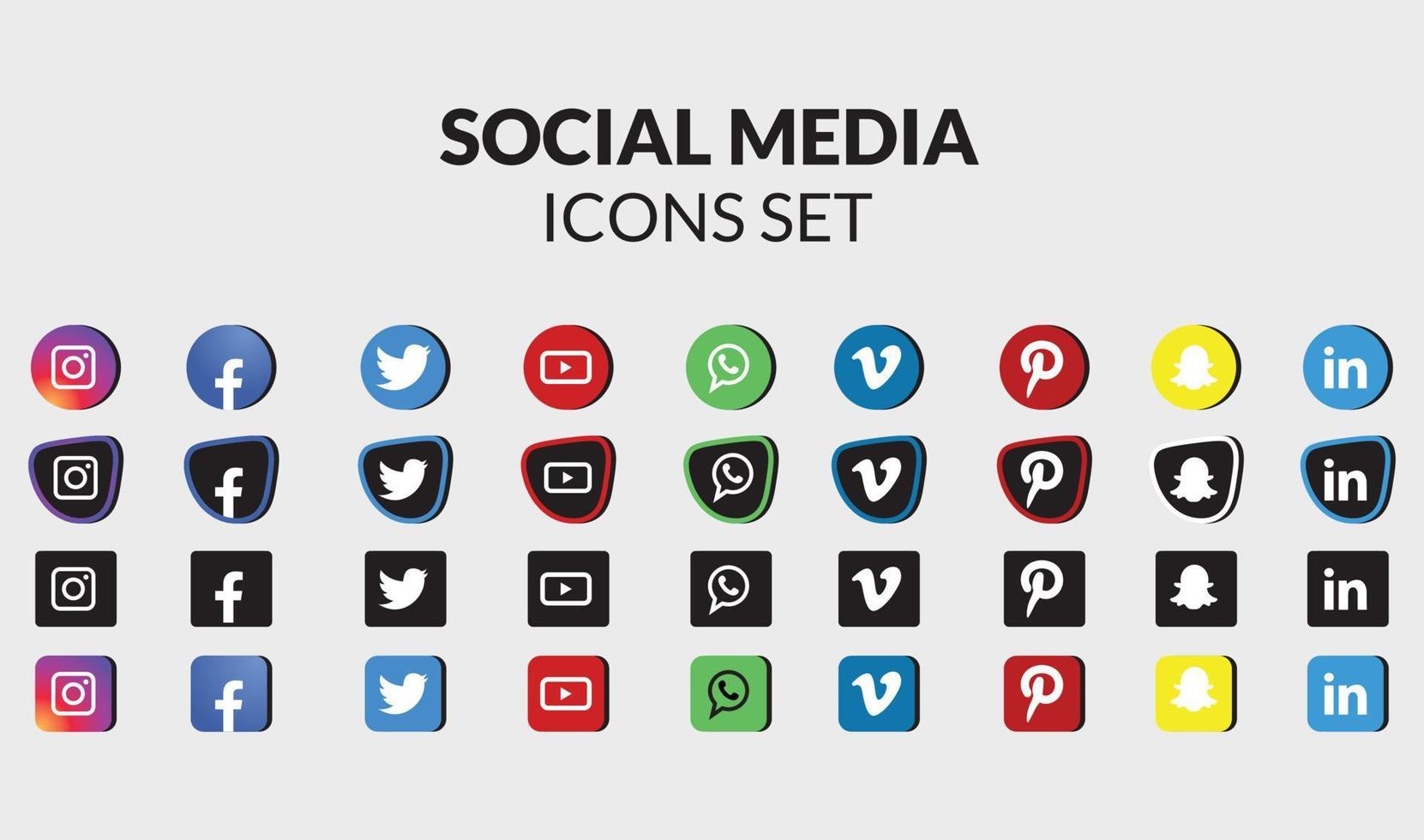 beliebte social-media-symbole gesetzt. vektor