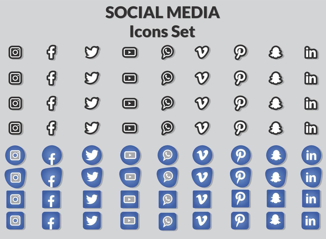 beliebte social-media-symbole gesetzt. vektor