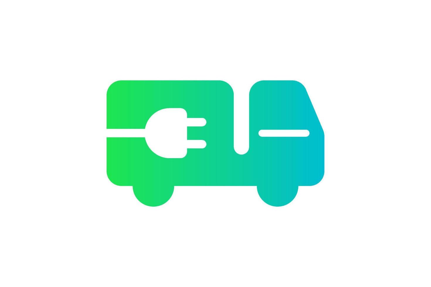 Symbol für elektrische Lieferwagen. grünes Gradientenkabel Elektro-LKW-Silhouette und Steckerladesymbol. umweltfreundliches Konzept für Elektrofahrzeuge. vektorbatteriebetriebene transportillustration vektor