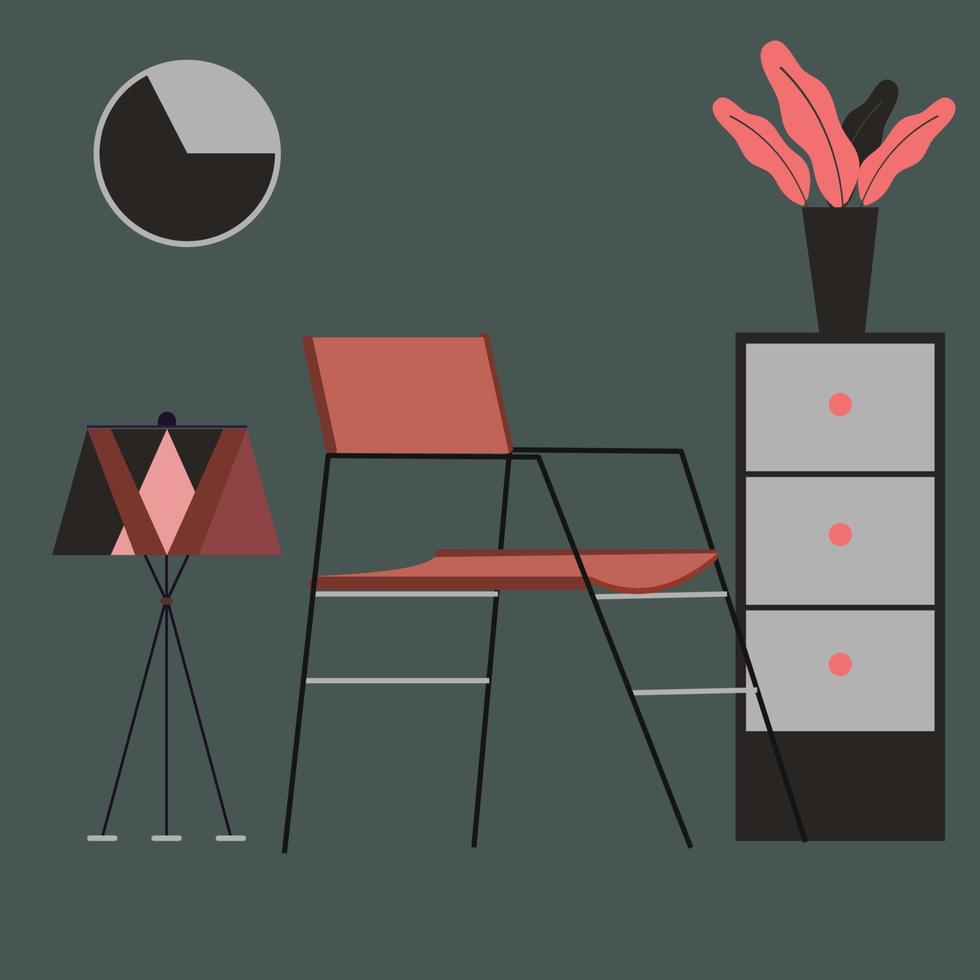 platt illustration stol och inre rum vektor