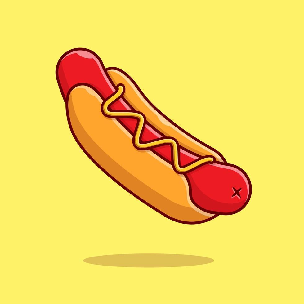 hotdog tecknad vektor ikonillustration. mat objekt ikon koncept isolerade premium vektor. platt tecknad stil