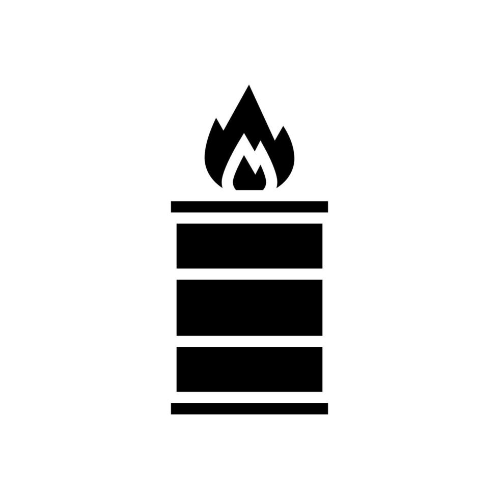 brennendes Feuer in Fass-Glyphen-Symbol-Vektor-Illustration vektor