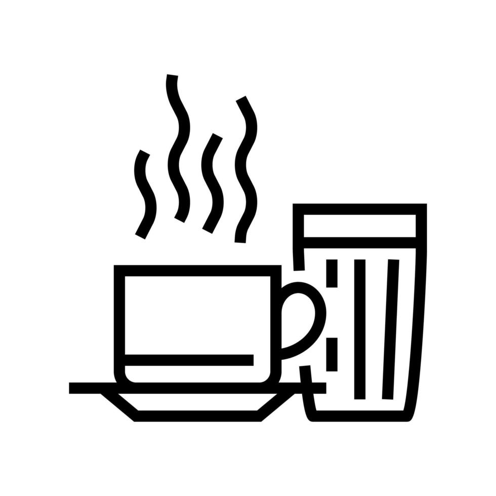 Heiße Tasse Kaffee Symbol Leitung Vektor Illustration