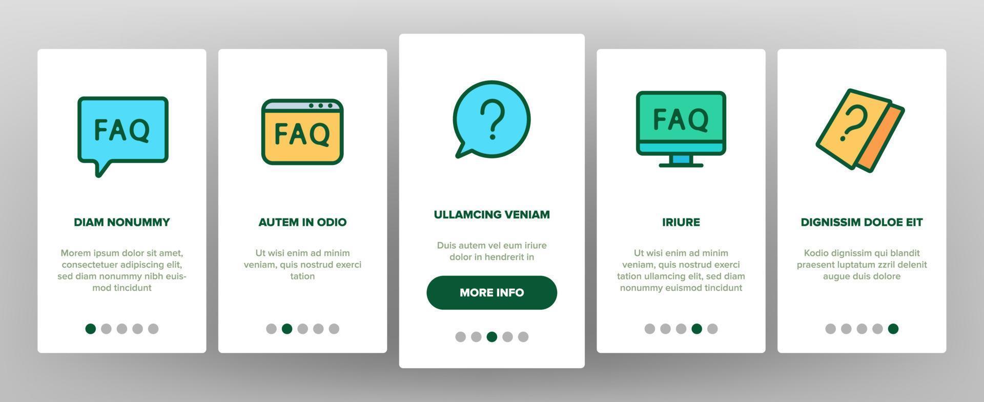 FAQ Vanliga frågor onboarding set vektor