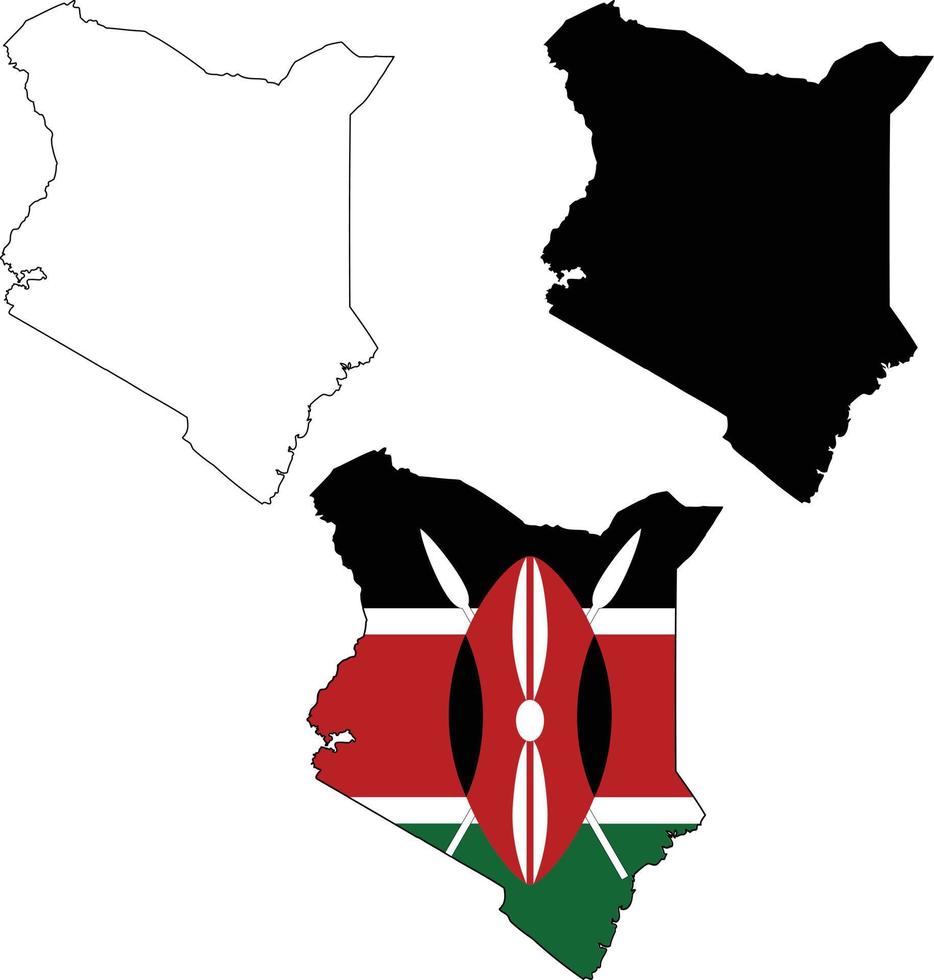 Karten von Kenia auf weißem Hintergrund. Kenia Kartenschild. Übersichtskarte von Kenia. flacher Stil. vektor