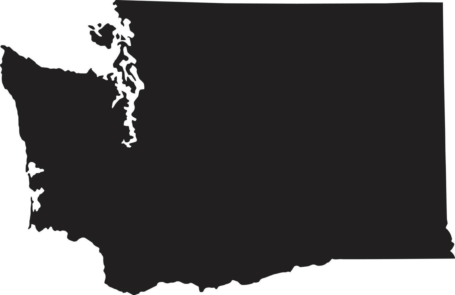 Washington-Karte auf weißem Hintergrund. Zeichen des Bundesstaates Washington. Washington bundesstaat usa schwarzes Umrißkartensymbol. flacher Stil. vektor