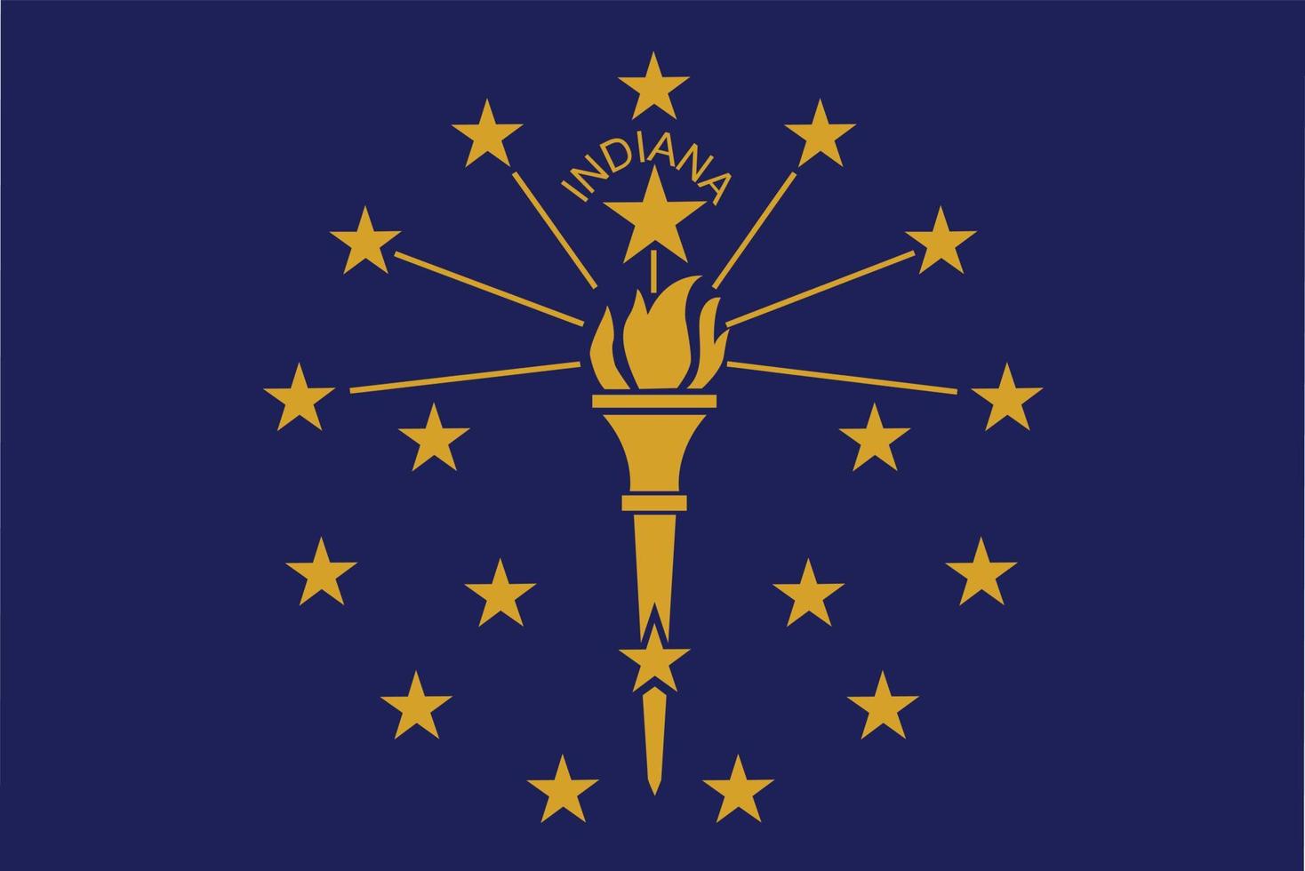 Indiana-Flagge auf weißem Hintergrund. Zeichen der Indiana-Staatsflagge. Flagge des Bundesstaates Indiana der Vereinigten Staaten. flacher Stil. vektor