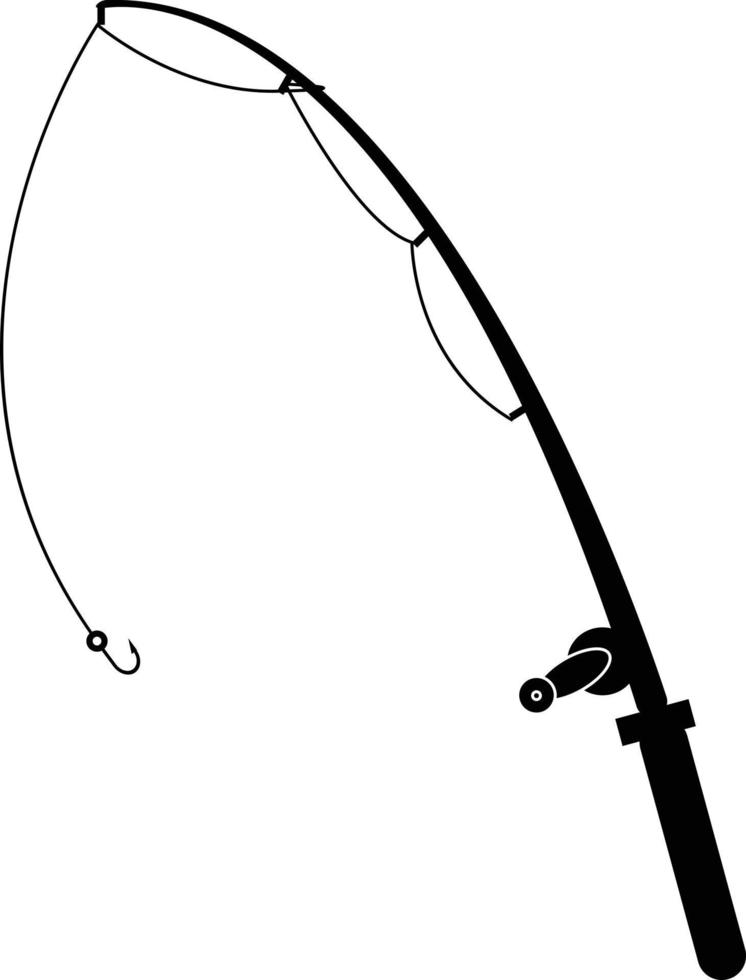 Angelruten-Symbol auf weißem Hintergrund. Angelrute mit Rollenschild. Angelrute Camping-Symbol. flacher Stil. vektor