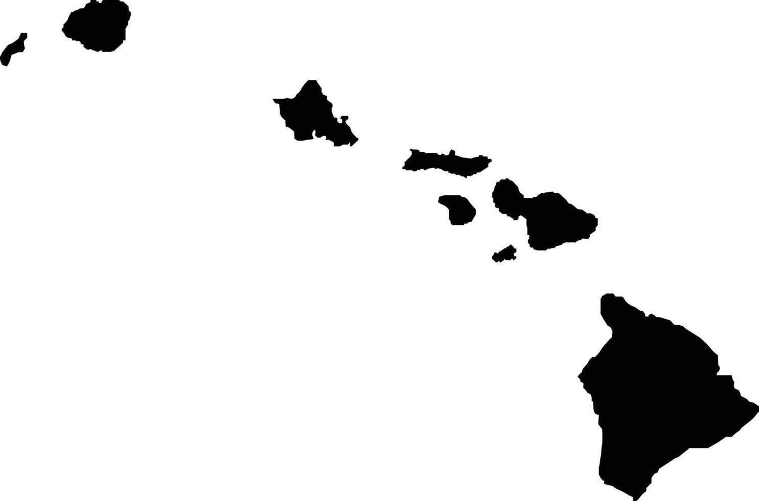 Hawaii-Karte auf weißem Hintergrund. hawaiianisches Kartenzeichen. hawaii staatskartensymbol. flacher Stil. vektor