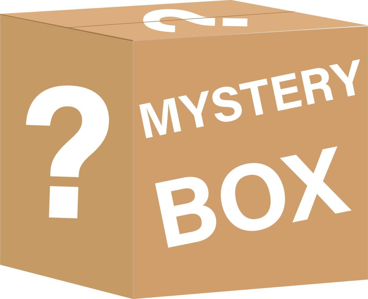 Mystery-Box auf weißem Hintergrund. Mystery-Contest-Box-Schild. glückliches Preissymbol. flacher Stil. vektor