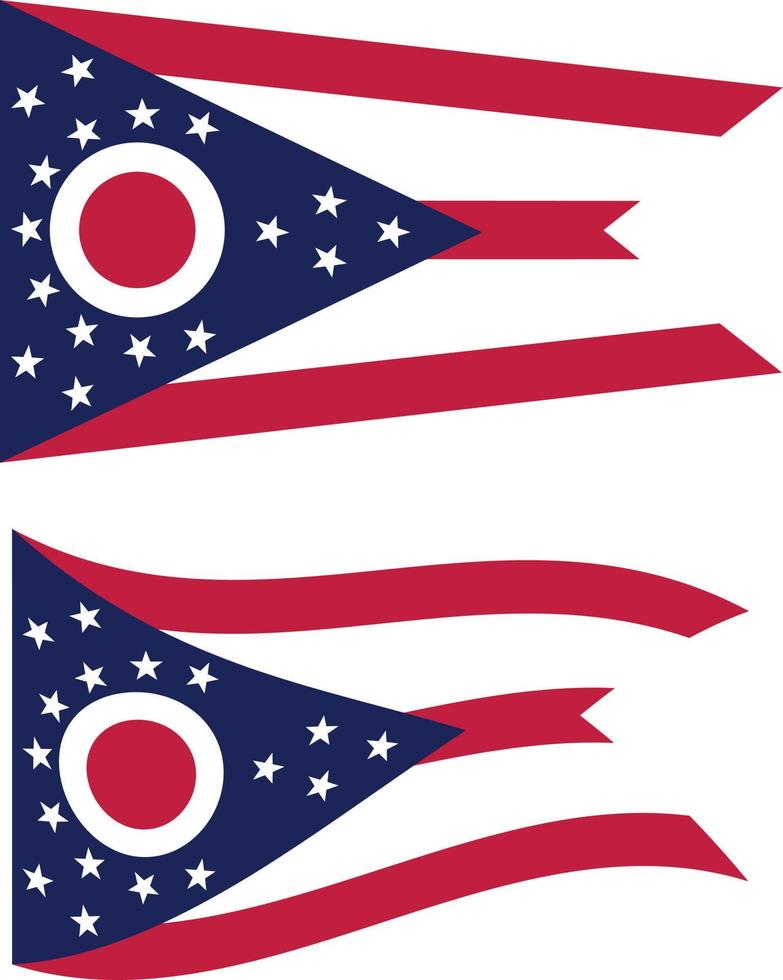 ohio statens nationella flagga. ohio flagga på vit bakgrund. ohio statens tecken. platt stil. vektor