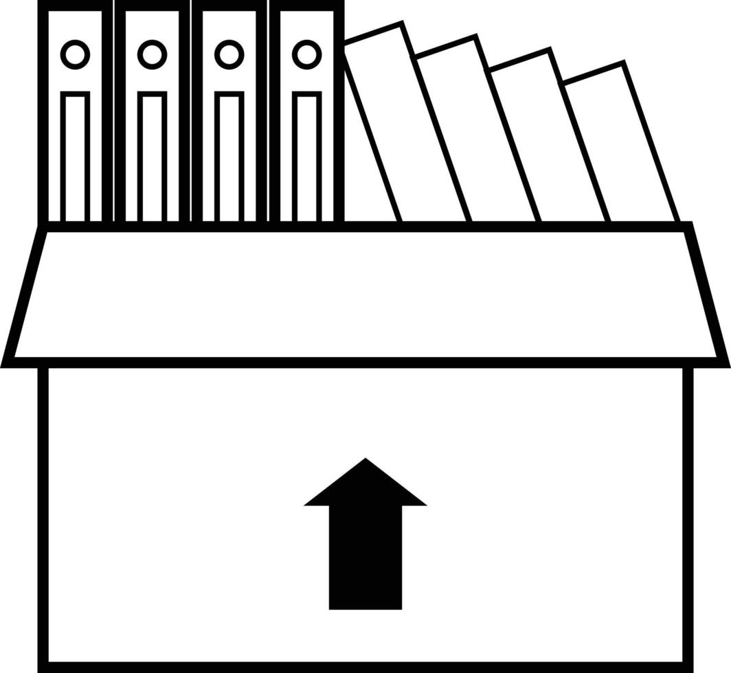 Unternehmensbewegungssymbol auf weißem Hintergrund. Box mit Ordnerzeile sing. Symbol für Papierdokumente und Aktenordner. flacher Stil. vektor