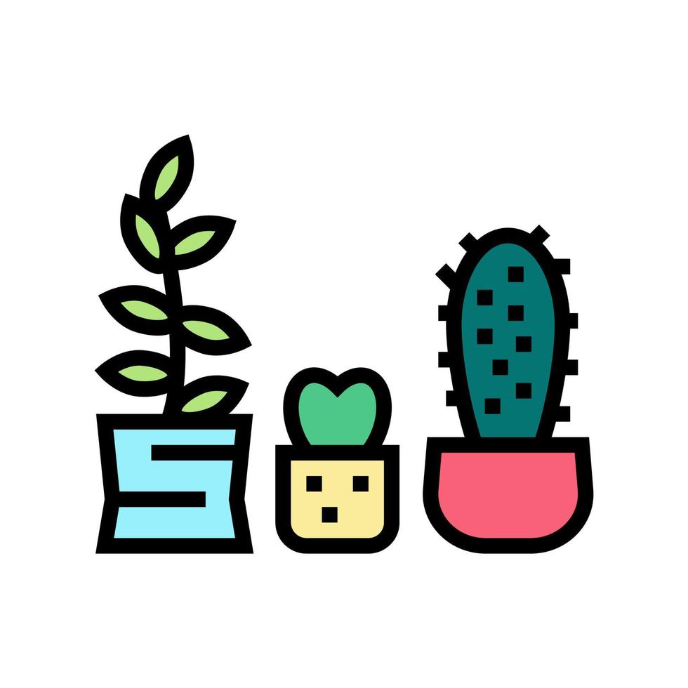 Kaktus Zimmerpflanze Farbe Symbol Vektor Illustration