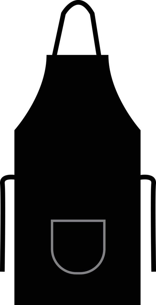 schwarze Küchenschürze auf weißem Hintergrund. kochuniform zum kochen von zeichen. Kochschürzensymbol. flacher Stil. vektor