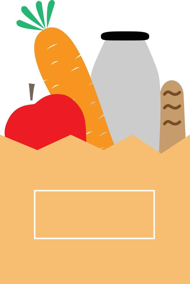 påse med mat ikonen på vit bakgrund. mat i en papperspåse. matvaror tecken. platt stil. vektor