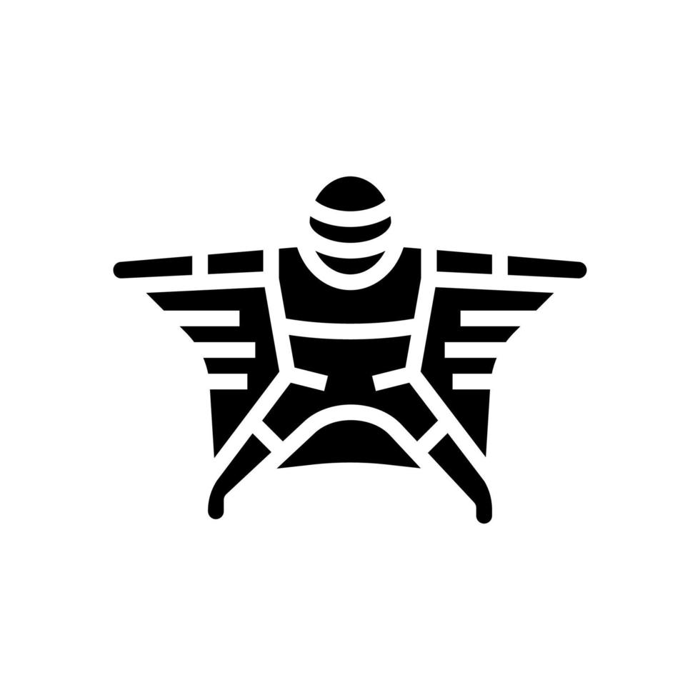 Fliegender Wingsuit-Sportler-Glyphen-Symbol-Vektor-Illustration vektor