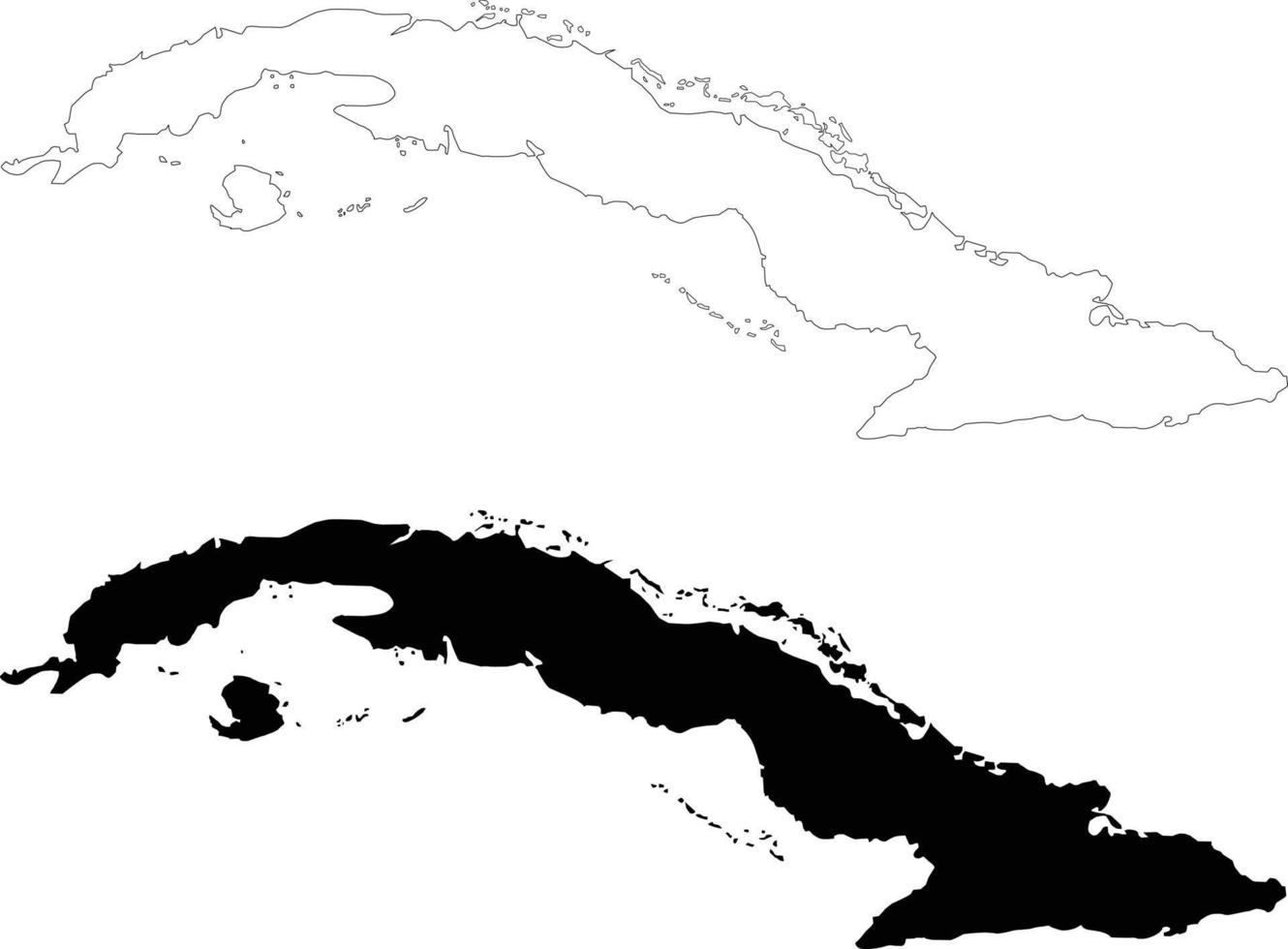 Kuba kartikon på vit bakgrund. översikt över kubakarta. kuba scen tecken. platt stil. vektor