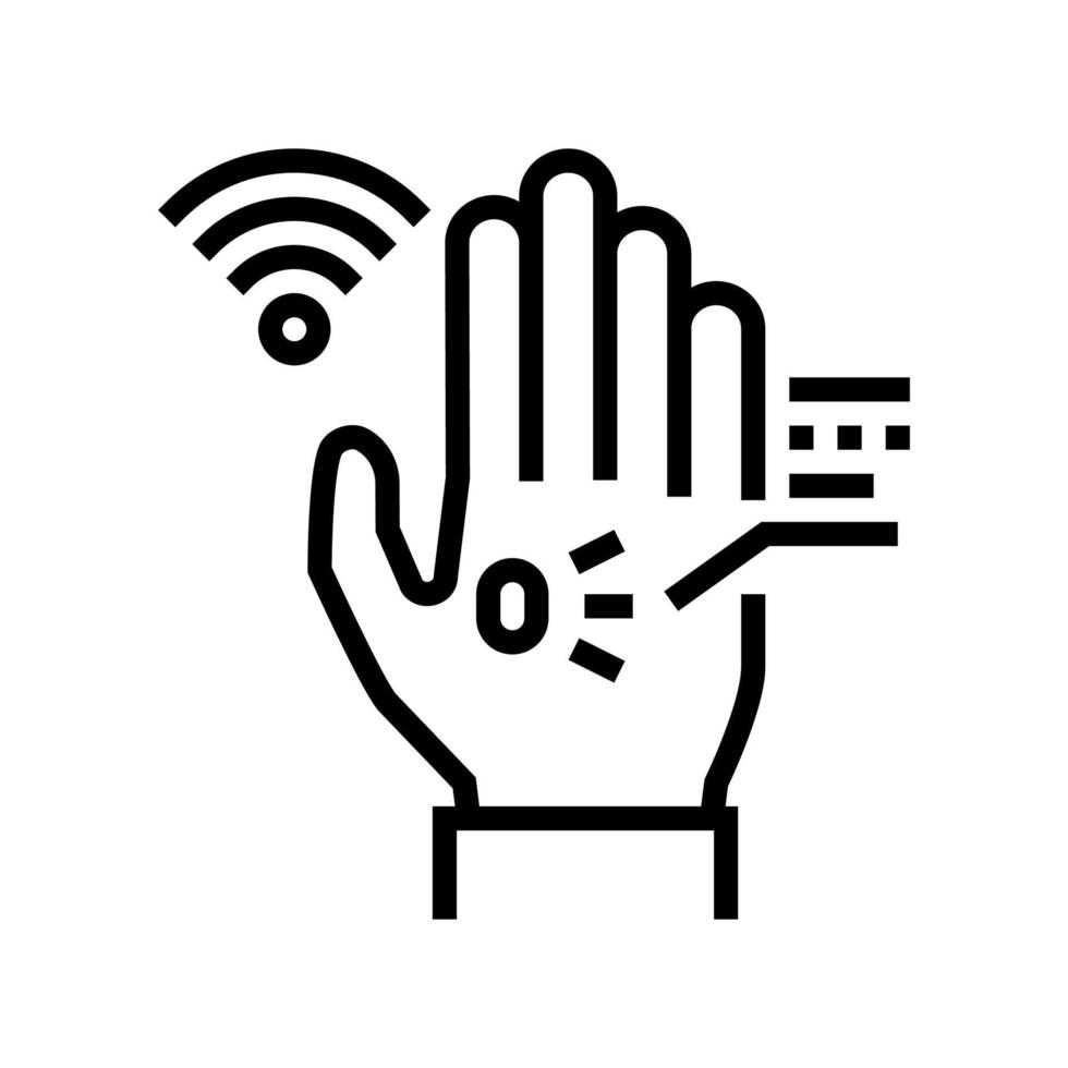 chip rfid in der handflächenliniensymbol-vektorillustration vektor