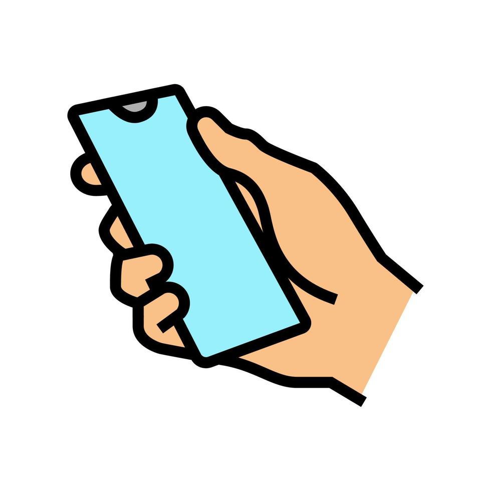 Hand, die Smartphone-Farbsymbol-Vektorillustration hält vektor