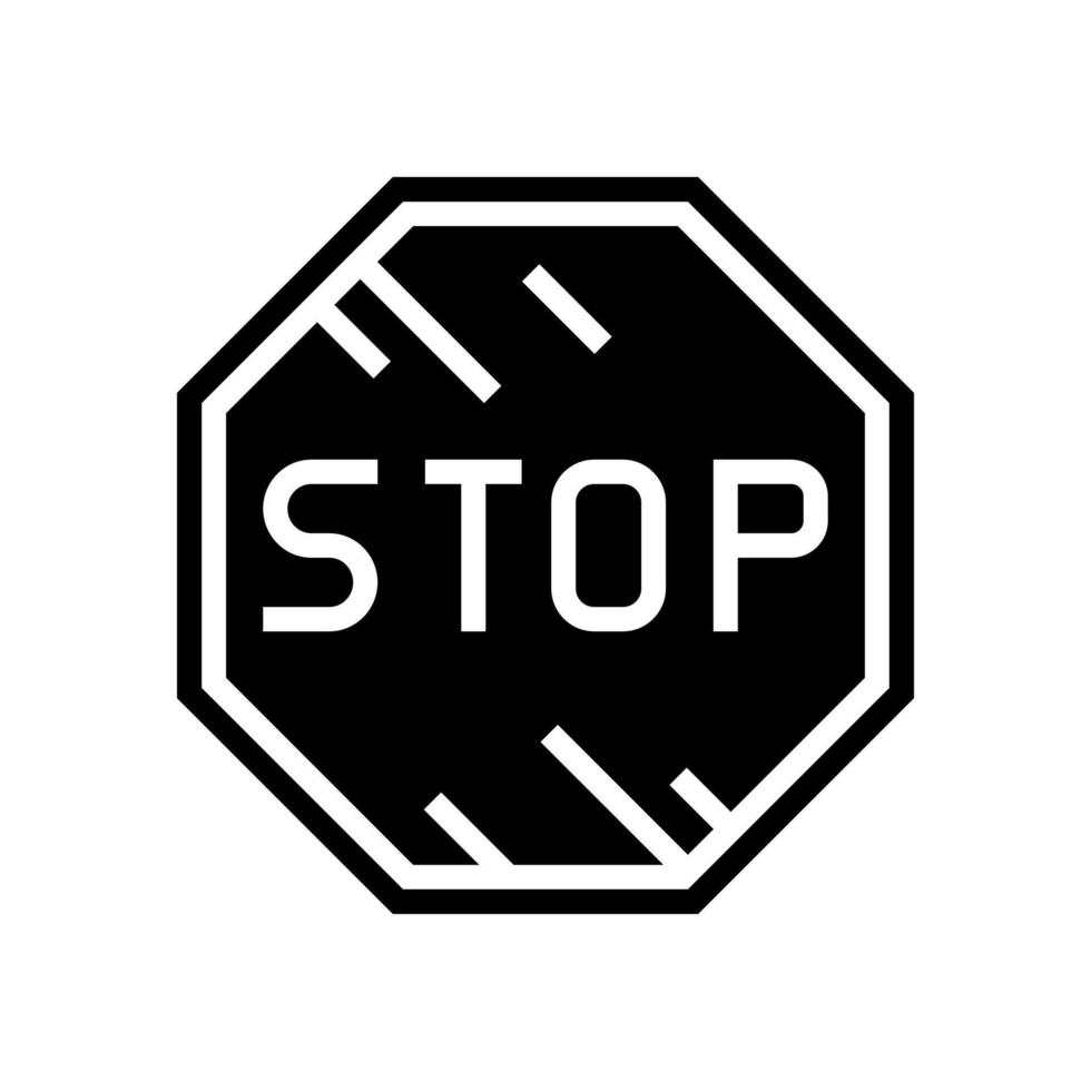 Stop-Straßenschild-Glyphen-Symbol-Vektor-Illustration vektor