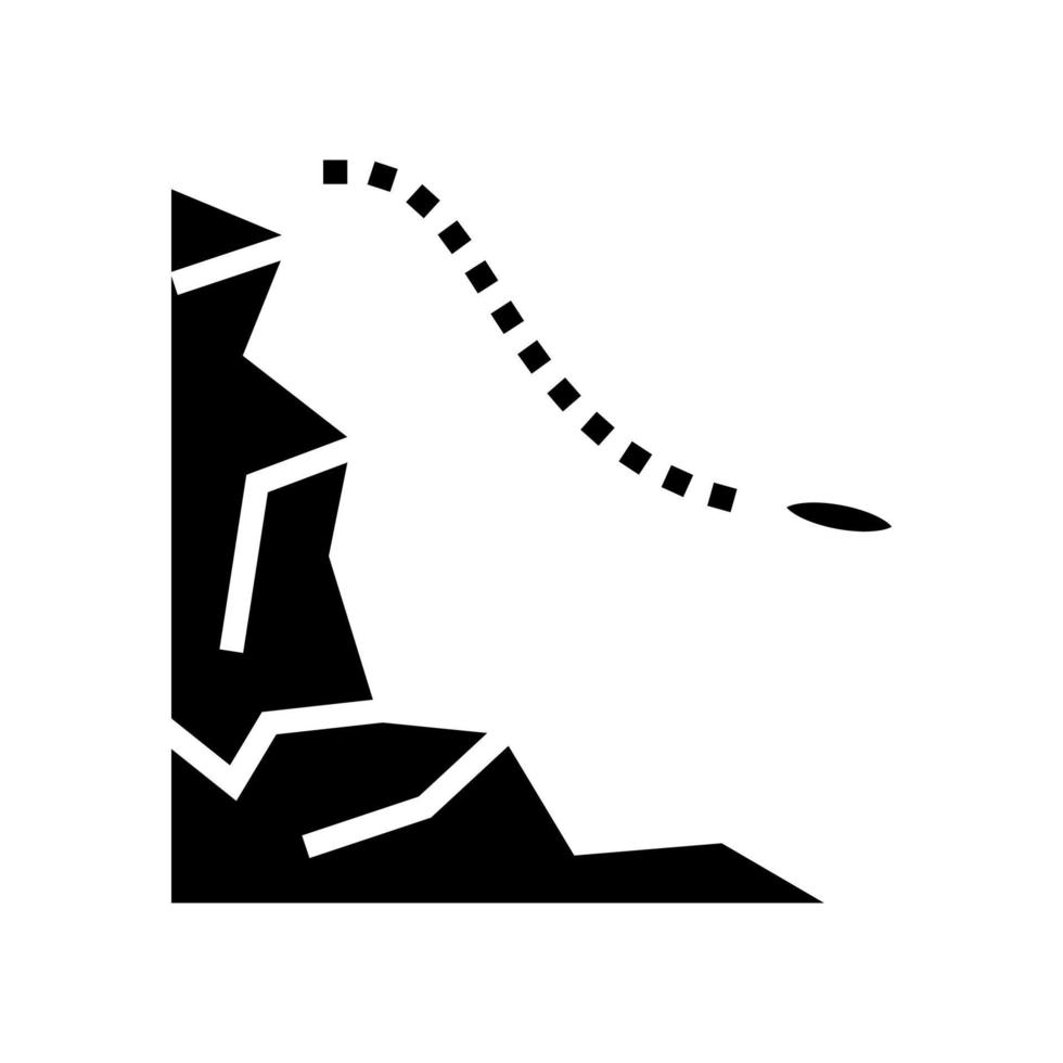 Springen Sie von der Vektorillustration des Bergglyphensymbols vektor