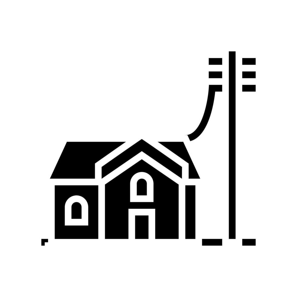 Haus mit Strom-Glyphen-Symbol-Vektorillustration verbunden vektor