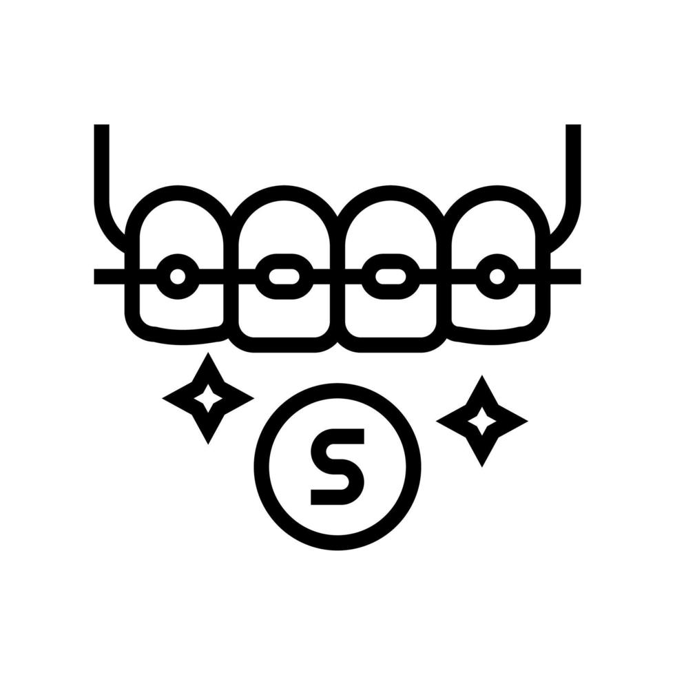Saphirmaterial Zahnspangen Symbol Leitung Vektor Illustration