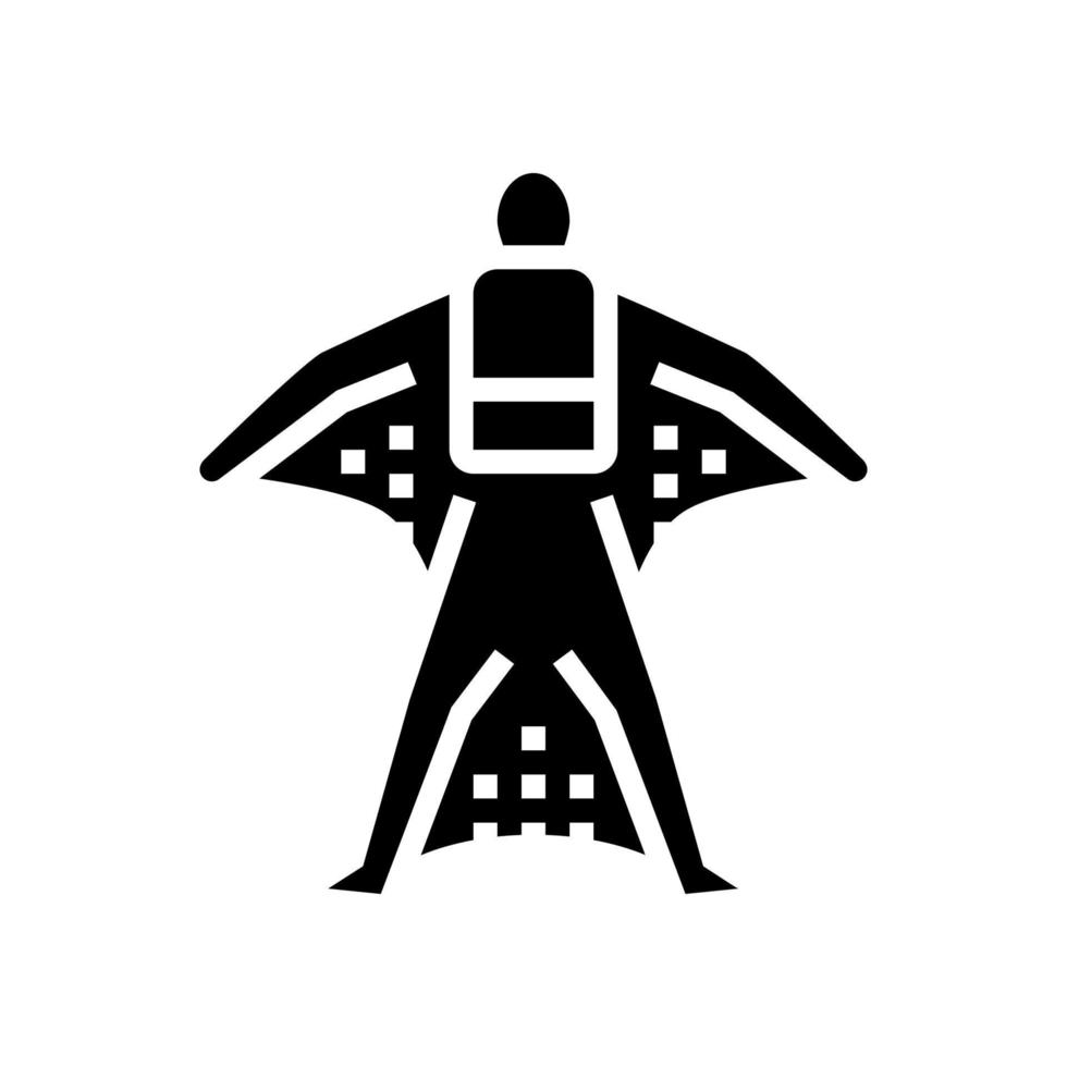 Wingsuit Flying Extremal Sport Mann Glyphe Symbol Vektor Illustration