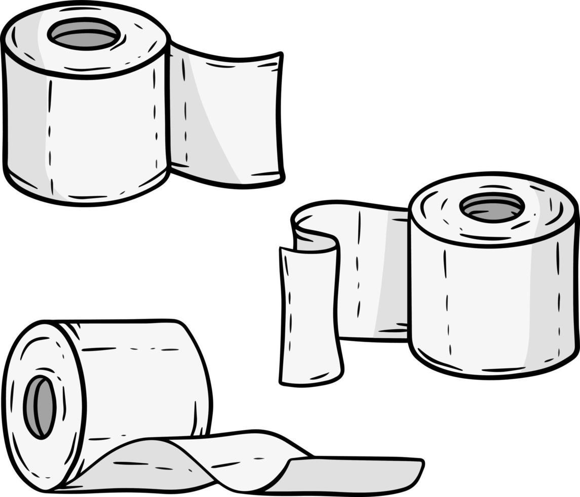 satz toilettenpapierrollen in verschiedenen positionen. vektor