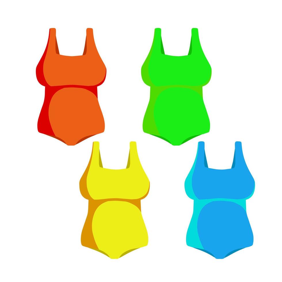 roter Badeanzug. satz farbe damen beachwear. moderner modischer Badeanzug für Schwimmen und Sport. flache karikaturillustration vektor