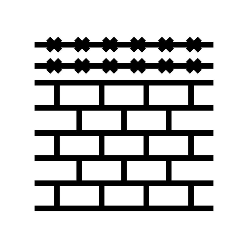 Zaun mit Stacheldrahtlinie Symbol Vektor Illustration