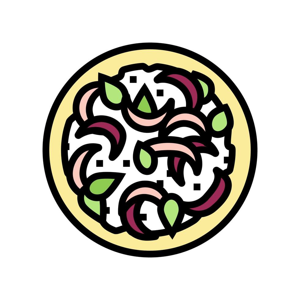 Salat mit Zwiebelzutat Farbe Symbol Vektor Illustration