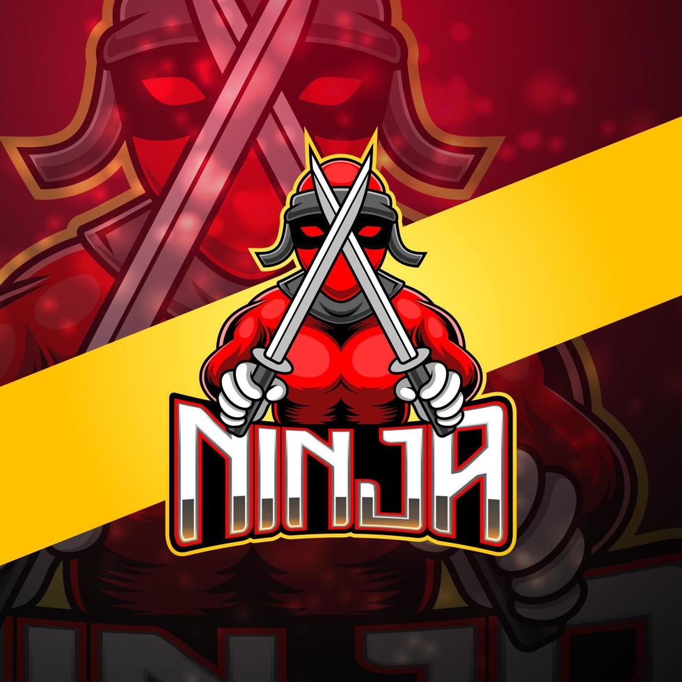 Ninja-Esport-Maskottchen-Logo-Design vektor