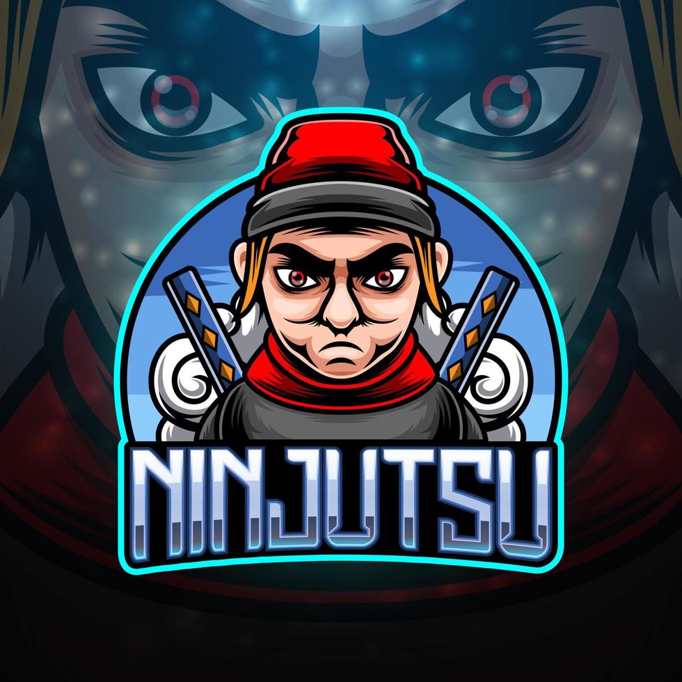 Ninja-Esport-Maskottchen-Logo-Design vektor