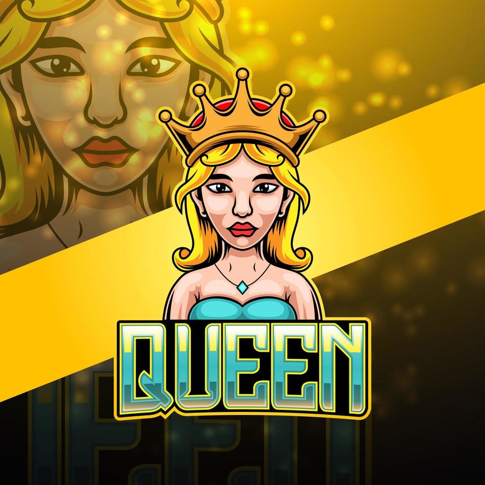 queen esport maskot logotypdesign vektor