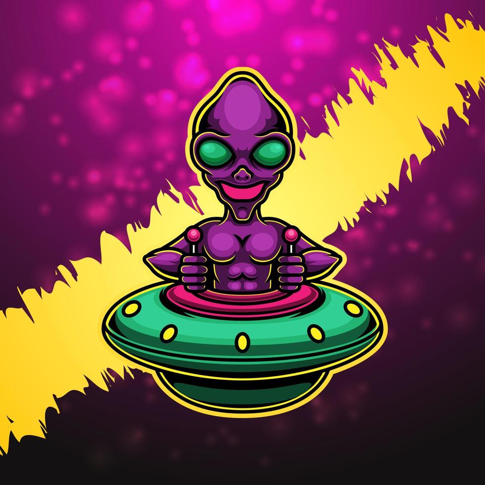 Alien-Esport-Maskottchen-Logo-Design vektor