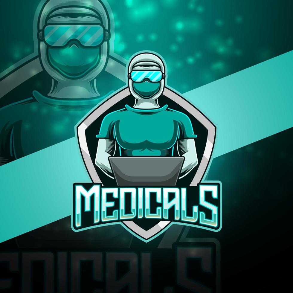 medicinsk esport maskot-logotypdesign vektor