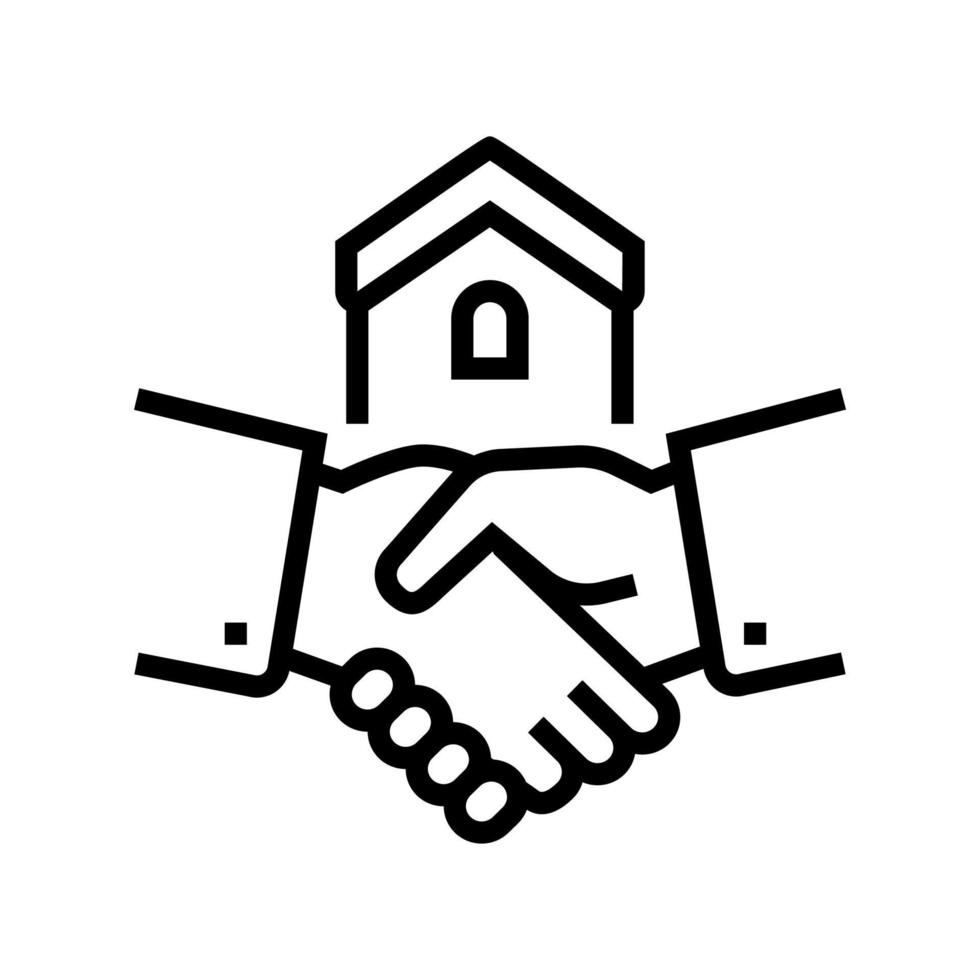 Haus kaufen Handshake Symbol Leitung Vektor Illustration