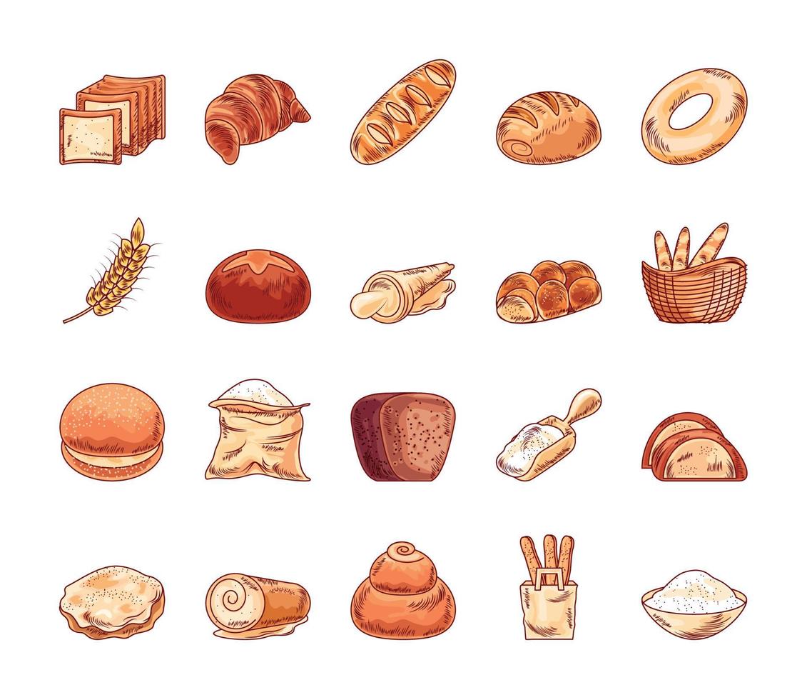 bröd ikoner set vektor
