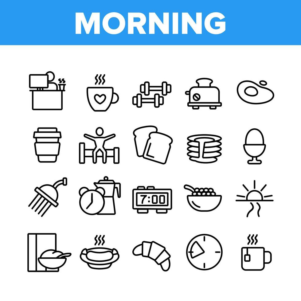 morgonmat och verktyg samling ikoner set vektor