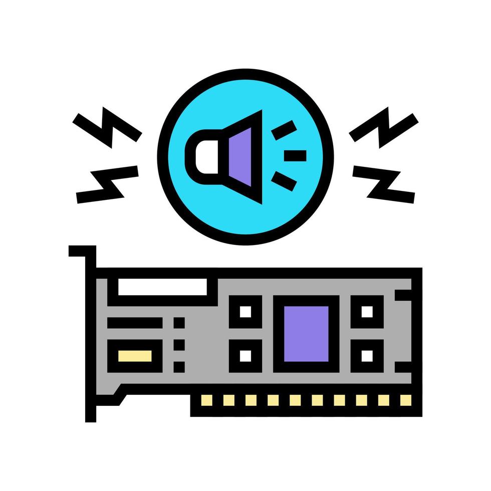 ljudkort dator komponent färg ikon vektor illustration