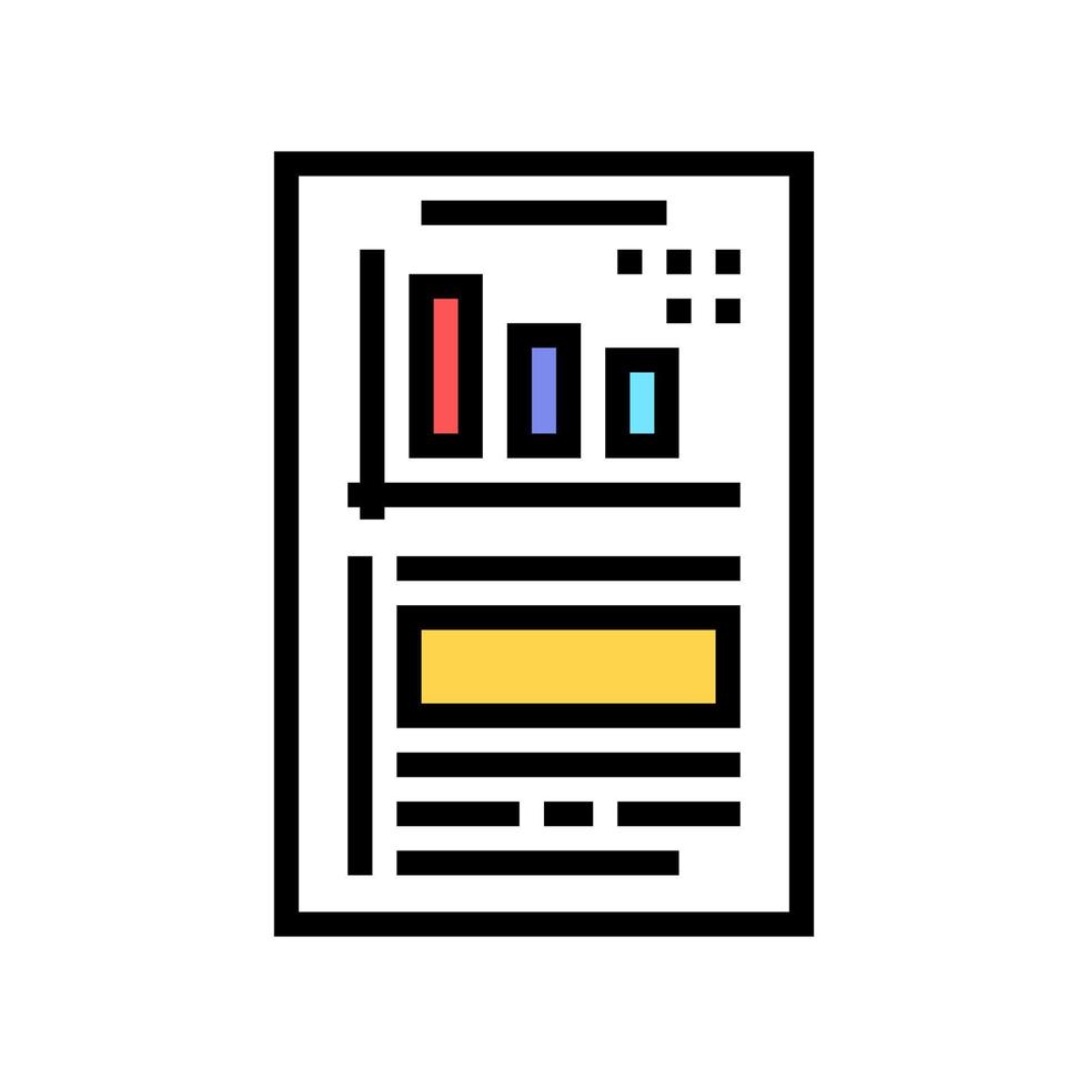 finansiell rapport dokument med diagram färg ikon vektor illustration