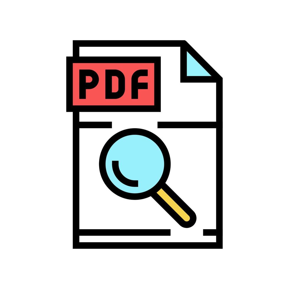 forschung pdf datei dokument farbe symbol vektor illustration