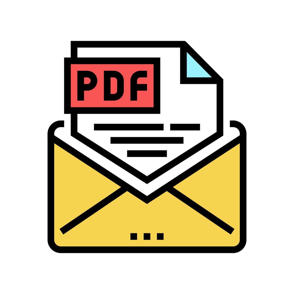 Senden von pdf-Datei-Farbsymbol-Vektorillustration vektor