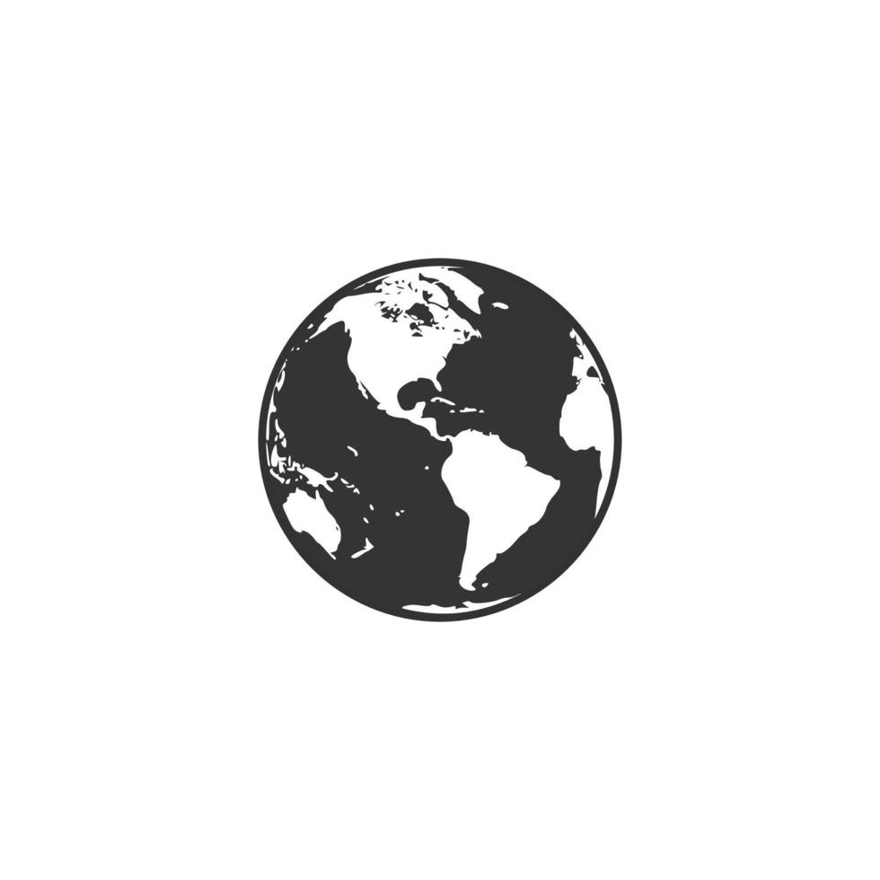 Silhouette-Globus-Vektor-Symbol auf weißem Hintergrund vektor