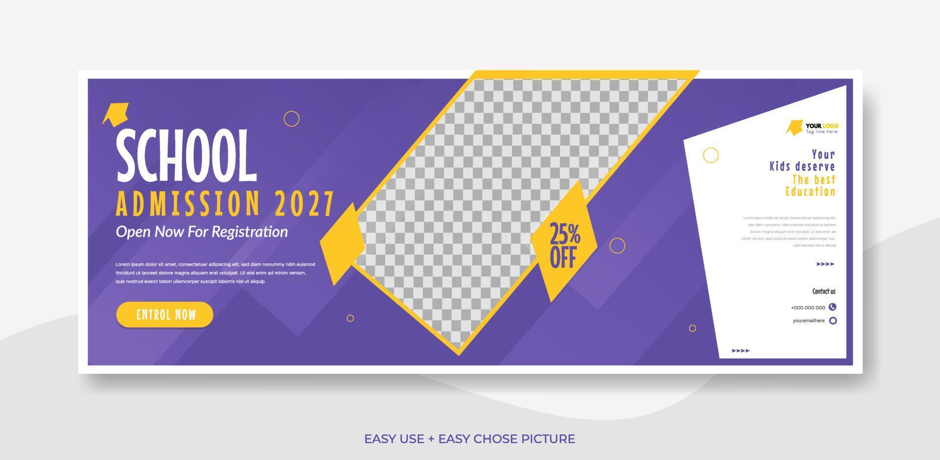 schulzulassung web banner template design illustration vektor