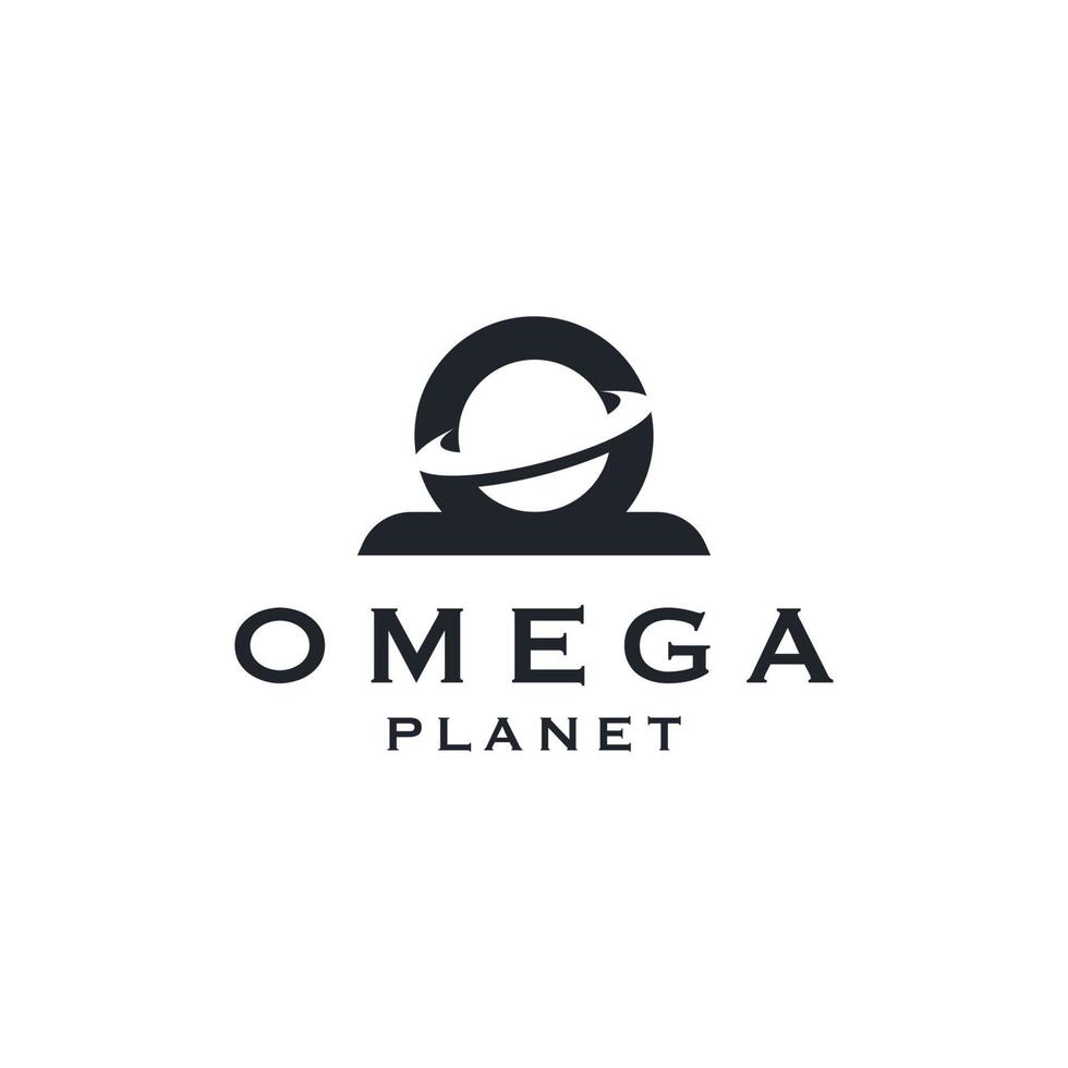 omega symbol med planet form logotyp ikon designmall platt vektorillustration vektor